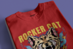 Rocker Cat half sleeves Men red