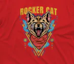 Rocker Cat half sleeves Men red