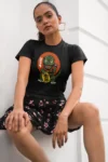 women’s dino black half sleeves